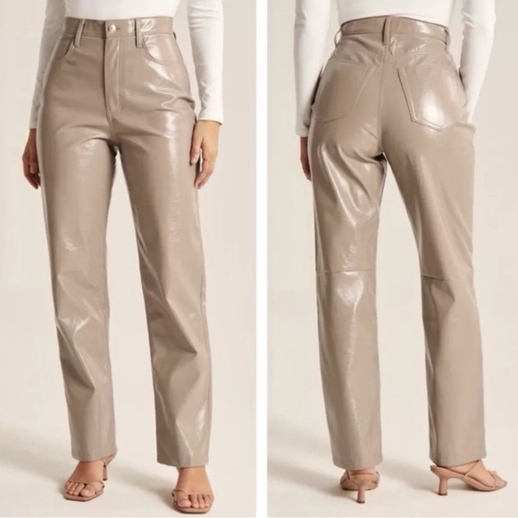 Abercrombie Fitch Jeans size 33 Ultra high rise‎ Vegan Leather The 90’s straight - Picture 1 of 12